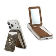Guess PU 4G Mirror MagSafe Cardslot Peněženka se Stojanem Brown