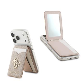 Guess PU 4G Mirror MagSafe Cardslot Peněženka se Stojanem Pink