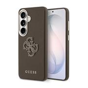 Guess PU 4G Resin Metal Logo Zadní Kryt pro Samsung Galaxy S26+ Brown