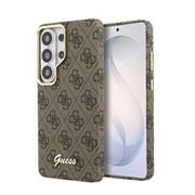 Guess PU 4G Script Metal Logo Magnetic Zadní Kryt pro Samsung Galaxy S26 Ultra Brown