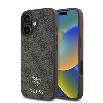 Guess PU 4G Small Metal Logo MagSafe Zadní Kryt pro iPhone 16 Plus Brown