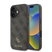 Guess PU 4G Small Metal Logo MagSafe Zadní Kryt pro iPhone 16 Plus Brown