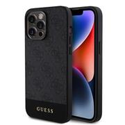 Guess PU 4G Stripe MagSafe Zadní Kryt pro iPhone 15 Pro Black