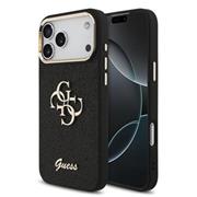 Guess PU Fixed Glitter 4G Metal Frame Zadní Kryt pro iPhone 17 Pro Max Black