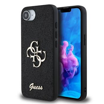 Guess PU Fixed Glitter 4G Metal Logo Zadní Kryt pro iPhone 16e/17e Black