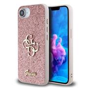 Guess PU Fixed Glitter 4G Metal Logo Zadní Kryt pro iPhone 16e/17e Pink