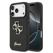 Guess PU Fixed Glitter 4G Metal Logo Zadní Kryt pro iPhone 17 Pro Black