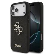 Guess PU Fixed Glitter 4G Metal Logo Zadní Kryt pro iPhone 17 Pro Max Black