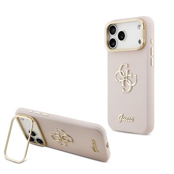 Guess PU Grained 4G Logo Stand Camera Frame Zadní Kryt pro iPhone 17 Pro Max Pink