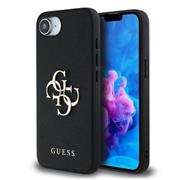 Guess PU Grained 4G Metal Logo Zadní Kryt pro iPhone 16e/17e Black