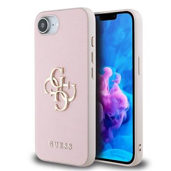 Guess PU Grained 4G Metal Logo Zadní Kryt pro iPhone 16e/17e Pink