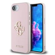 Guess PU Grained 4G Metal Logo Zadní Kryt pro iPhone 16e/17e Pink