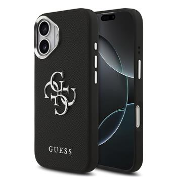 Guess PU Grained 4G Metal Logo Zadní Kryt pro iPhone 17 Black