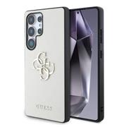 Guess PU Grained 4G Metal Logo Zadní Kryt pro Samsung Galaxy S25 Ultra Beige