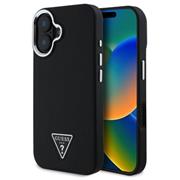 Guess PU Grained Triangle Logo MagSafe Zadní Kryt pro iPhone 16 Black