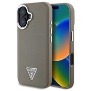 Guess PU Grained Triangle Logo MagSafe Zadní Kryt pro iPhone 16 Brown