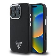 Guess PU Grained Triangle Logo MagSafe Zadní Kryt pro iPhone 16 Pro Max Black