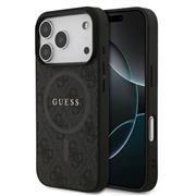 Guess PU Leather 4G Colored Ring MagSafe Zadní Kryt pro iPhone 17 Pro Black