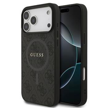 Guess PU Leather 4G Colored Ring MagSafe Zadní Kryt pro iPhone 17 Pro Max Black