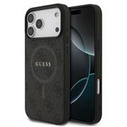 Guess PU Leather 4G Colored Ring MagSafe Zadní Kryt pro iPhone 17 Pro Max Black