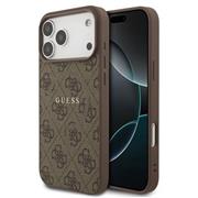Guess PU Leather 4G Colored Ring MagSafe Zadní Kryt pro iPhone 17 Pro Max Brown