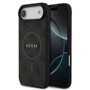 Guess PU Leather 4G Colored Ring MagSafe Zadní Kryt pro iPhone Air Black