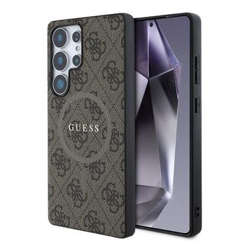 Guess PU Leather 4G Colored Ring MagSafe Zadní Kryt pro Samsung Galaxy S25 Ultra Brown