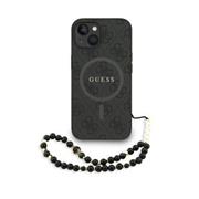 Guess PU Leather 4G Colored Ring Strap MagSafe Zadní Kryt pro iPhone 15 Black
