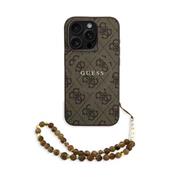Guess PU Leather 4G Colored Ring Strap MagSafe Zadní Kryt pro iPhone 15 Pro Max Brown