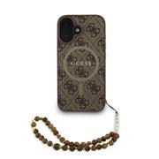 Guess PU Leather 4G Colored Ring Strap MagSafe Zadní Kryt pro iPhone 16 Brown