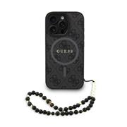 Guess PU Leather 4G Colored Ring Strap MagSafe Zadní Kryt pro iPhone 16 Pro Max Black