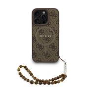 Guess PU Leather 4G Colored Ring Strap MagSafe Zadní Kryt pro iPhone 16 Pro Max Brown