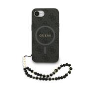 Guess PU Leather 4G Colored Ring Strap MagSafe Zadní Kryt pro iPhone 16e Black