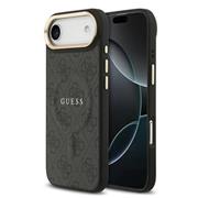 Guess PU Leather 4G Gold Frame MagSafe Zadní Kryt pro iPhone 17 Air Black