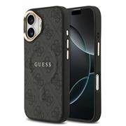 Guess PU Leather 4G Gold Frame MagSafe Zadní Kryt pro iPhone 17 Black