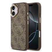 Guess PU Leather 4G Gold Frame MagSafe Zadní Kryt pro iPhone 17 Brown