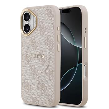 Guess PU Leather 4G Gold Frame MagSafe Zadní Kryt pro iPhone 17 Pink
