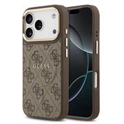 Guess PU Leather 4G Gold Frame MagSafe Zadní Kryt pro iPhone 17 Pro Brown