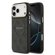 Guess PU Leather 4G Gold Frame MagSafe Zadní Kryt pro iPhone 17 Pro Max Black
