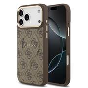 Guess PU Leather 4G Gold Frame MagSafe Zadní Kryt pro iPhone 17 Pro Max Brown