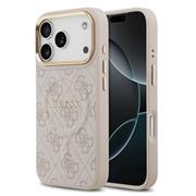Guess PU Leather 4G Gold Frame MagSafe Zadní Kryt pro iPhone 17 Pro Pink