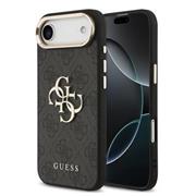Guess PU Leather 4G Metal Logo Gold Frame Zadní Kryt pro iPhone 17 Air Black