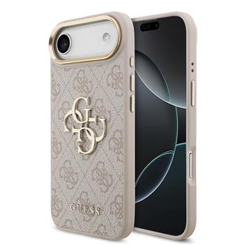Guess PU Leather 4G Metal Logo Gold Frame Zadní Kryt pro iPhone 17 Air Pink