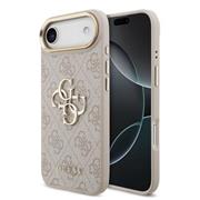 Guess PU Leather 4G Metal Logo Gold Frame Zadní Kryt pro iPhone 17 Air Pink