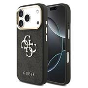 Guess PU Leather 4G Metal Logo Gold Frame Zadní Kryt pro iPhone 17 Pro Black