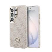 Guess PU Leather 4G Strass Logo Gold Frame Magnetic Zadní Kryt pro Samsung Galaxy S26 Ultra Pink