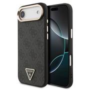 Guess PU Leather 4G Triangle Logo Gold Frame MagSafe Zadní Kryt pro iPhone 17 Air Black
