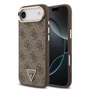 Guess PU Leather 4G Triangle Logo Gold Frame MagSafe Zadní Kryt pro iPhone 17 Air Brown