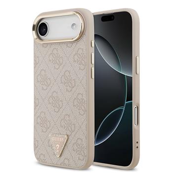 Guess PU Leather 4G Triangle Logo Gold Frame MagSafe Zadní Kryt pro iPhone 17 Air Pink