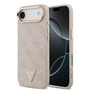 Guess PU Leather 4G Triangle Logo Gold Frame MagSafe Zadní Kryt pro iPhone 17 Air Pink